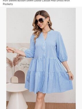 Utcoco blue and white gingham dress NWT size XS